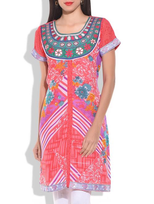 multicolour poly georgette kurta - 9875511 - Very Small Image - 1