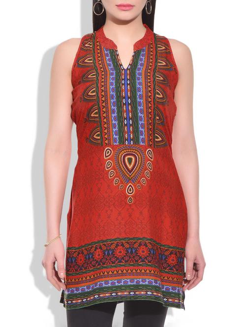 red rayon kurta - 9875537 - Very Small Image - 1