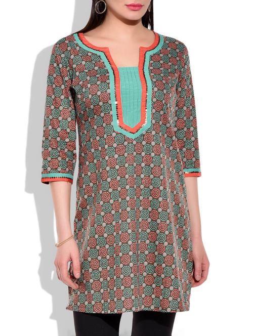 multicolour cotton kurta - 9875560 - Very Small Image - 1
