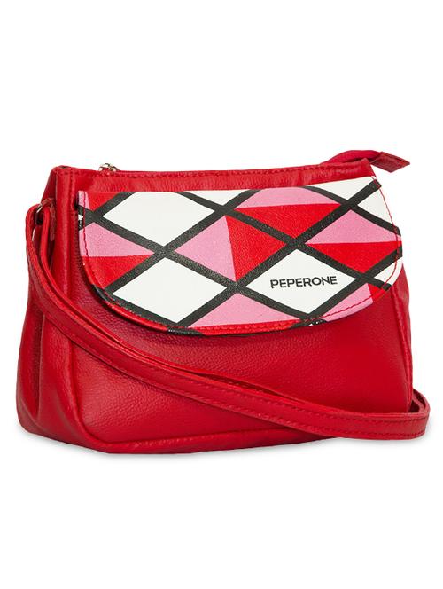 red faux leather sling bag - 9882536 - Very Small Image - 1