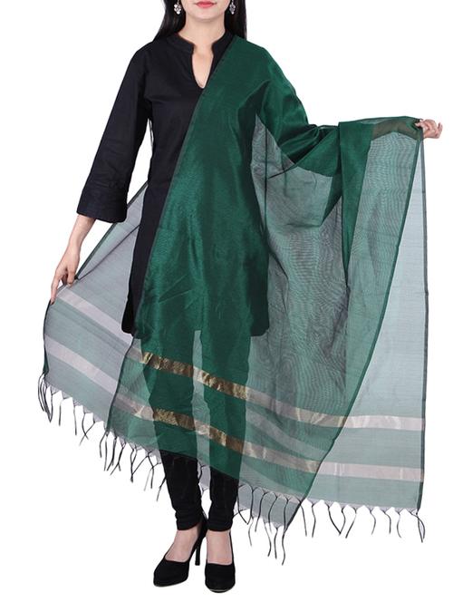 chanderi zari green color dupatta - 9883154 - Very Small Image - 1