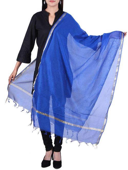 chanderi zari work blue color dupatta - 9883165 - Very Small Image - 1