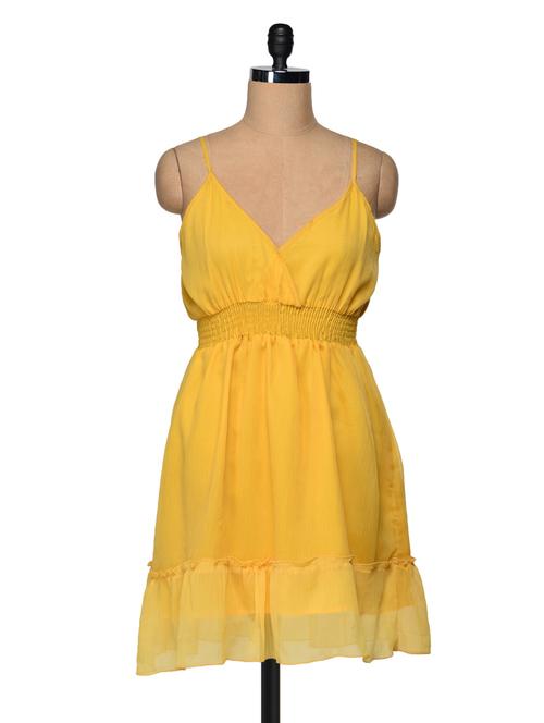 yellow ploy chiffon sleeveless dress - 988512 - Very Small Image - 1