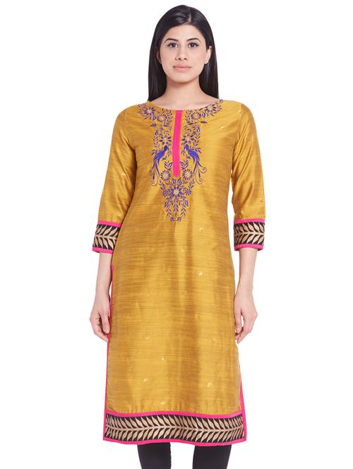 yellow cotton kurta - 9889681 - Very Small Image - 1