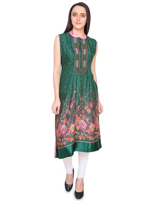olive multi rayon kurta - 9899310 - Very Small Image - 1