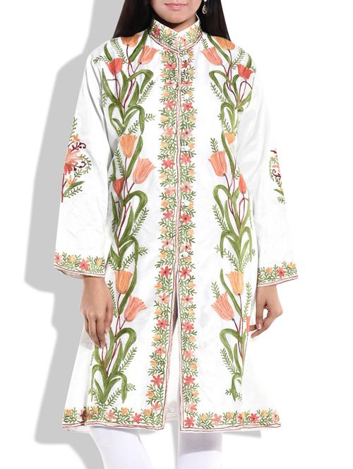off white multi silk woolen kurta - 9899317 - Very Small Image - 1