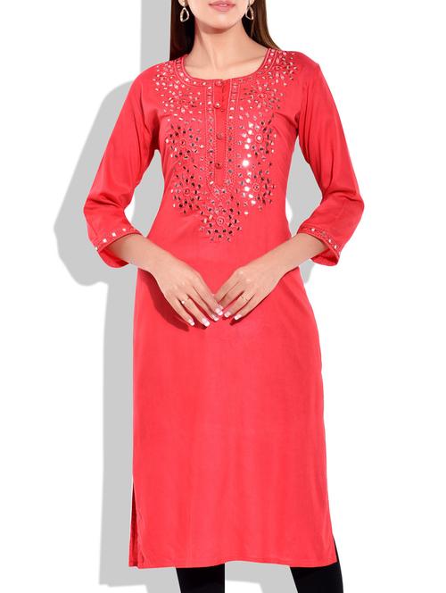 women's straight kurta - 9899329 - Very Small Image - 1