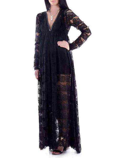 black sheer lace gown - 990005 - Very Small Image - 1