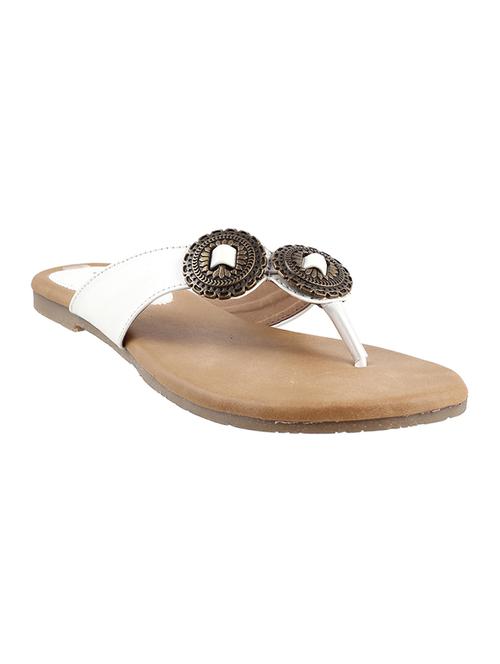 white leatherette toe separator sandal - 9900593 - Very Small Image - 1