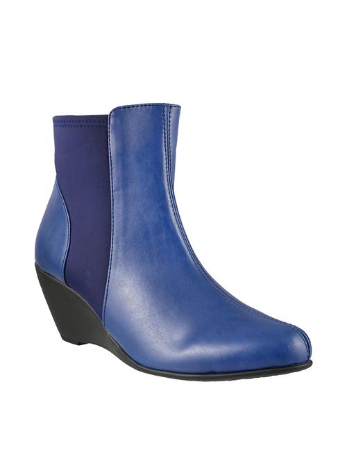 solid blue leatherette boots - 9902264 - Very Small Image - 1