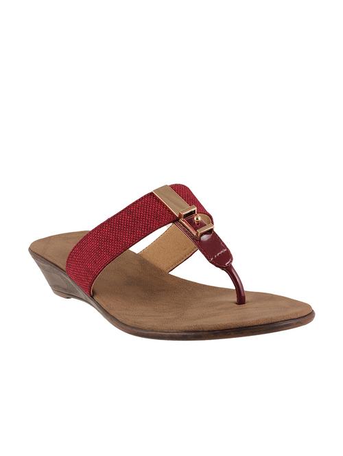 maroon leatherette wedges - 9902393 - Very Small Image - 1
