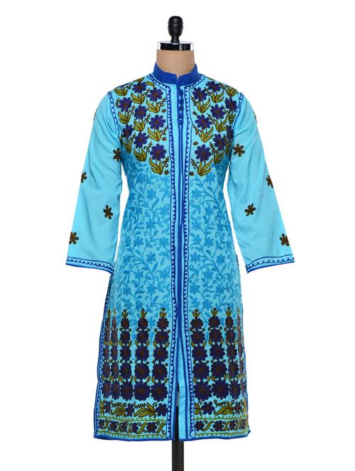 cotton embroidered kurta - 990299 - Very Small Image - 1