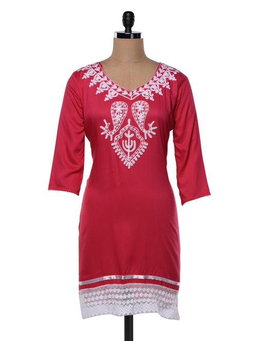 poly rayon embroidered kurta - 990308 - Very Small Image - 1