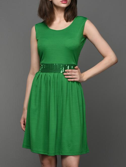 sleevless waist sequins dress - 990407 - Very Small Image - 1