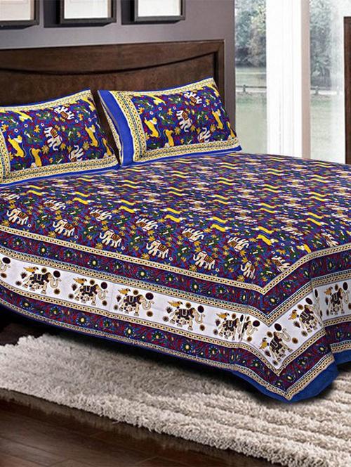 multicolor printed cotton double bedsheet set - 9908093 - Very Small Image - 1