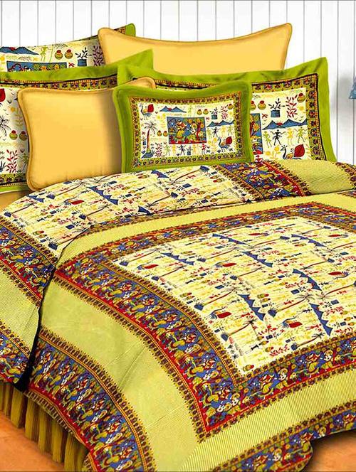 multicolor printed cotton double bedsheet set - 9908201 - Very Small Image - 1