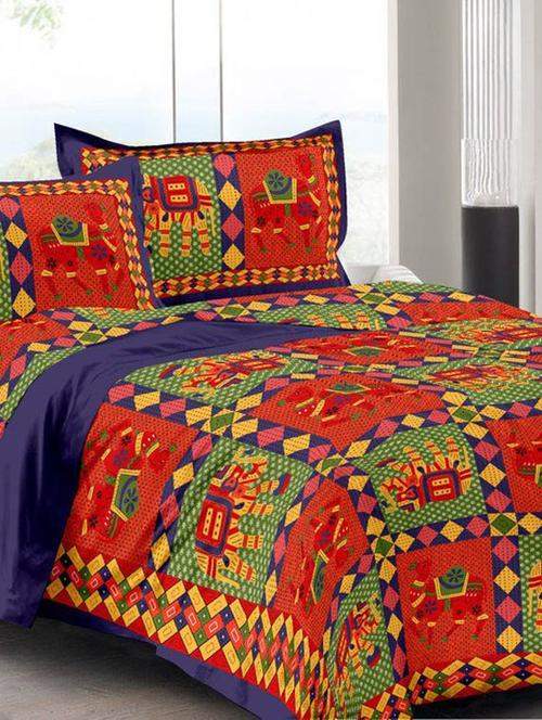 multicolor printed cotton double bedsheet set - 9908235 - Very Small Image - 1