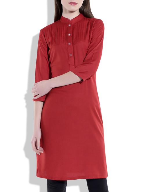 maroon rayon straight kurta - 9911839 - Very Small Image - 1