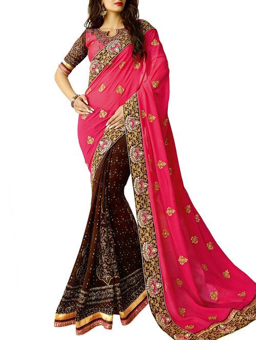 multi colour georgette saree - 9912053 - Very Small Image - 1