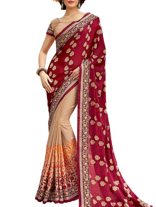 multi colour georgette saree - 9912056 - Very Small Image - 1