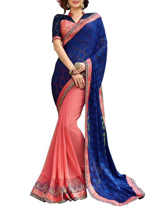 multi colour georgette saree - 9912058 - Very Small Image - 1
