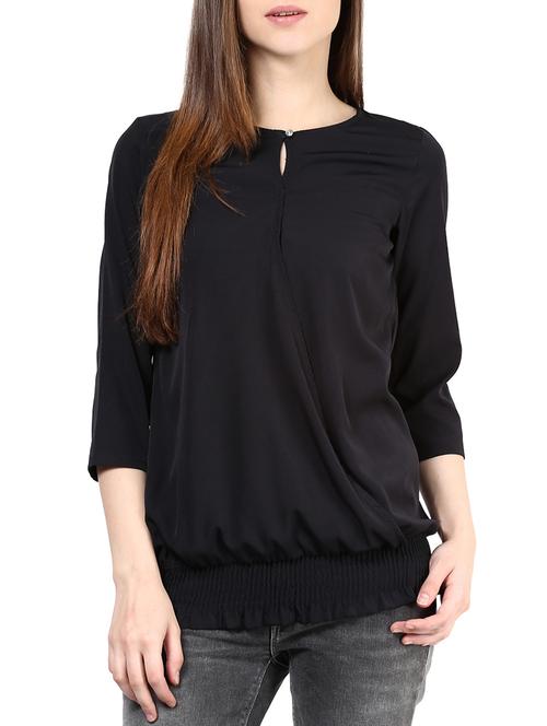 the vanca black top with smocked hem - 9932835 - Very Small Image - 1