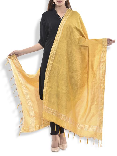 beige and gold silk dupatta - 9934233 - Very Small Image - 1