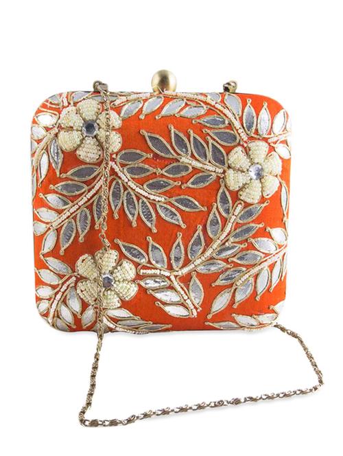 orange embellished box clutch - 993506 - Very Small Image - 1