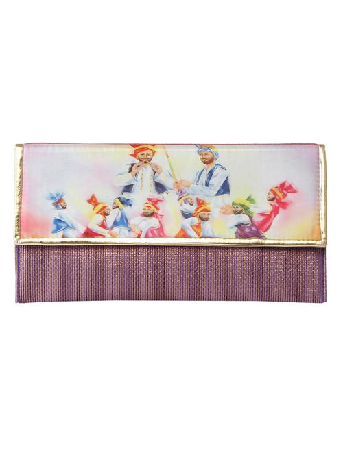 purple leatherette printed clutch - 9936693 - Very Small Image - 1