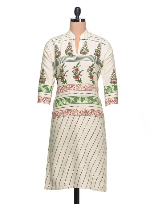 white cotton straight kurta - 994154 - Very Small Image - 1