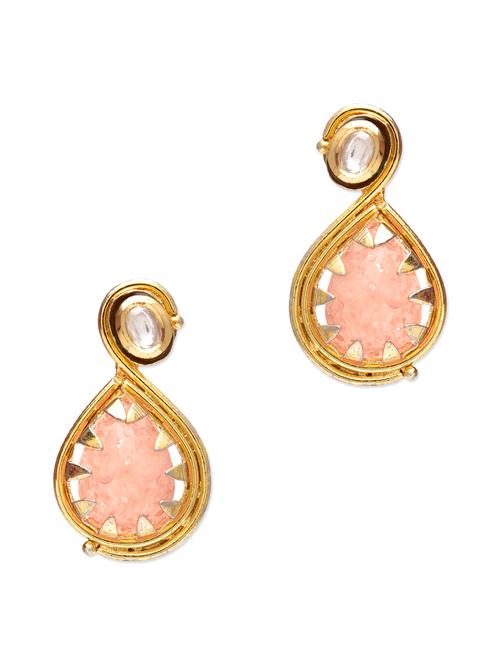 Peach stone embellished earrings - 9947341 - Very Small Image - 1