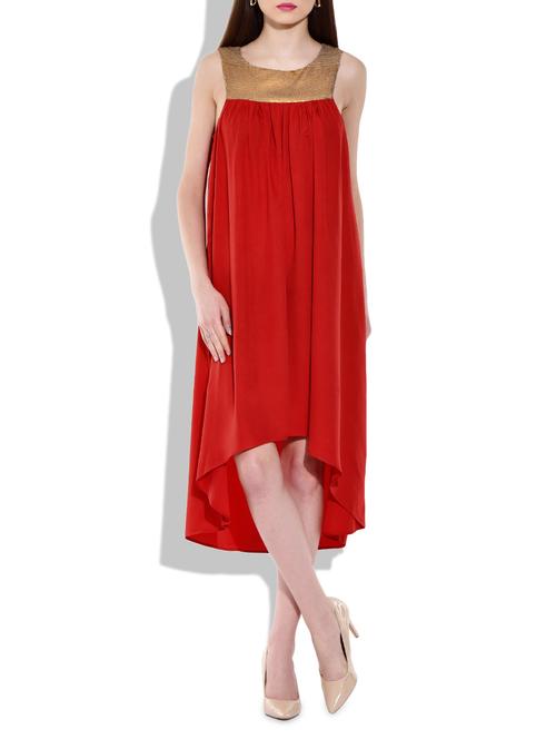 red glitter uneven hem dress - 9948488 - Very Small Image - 1