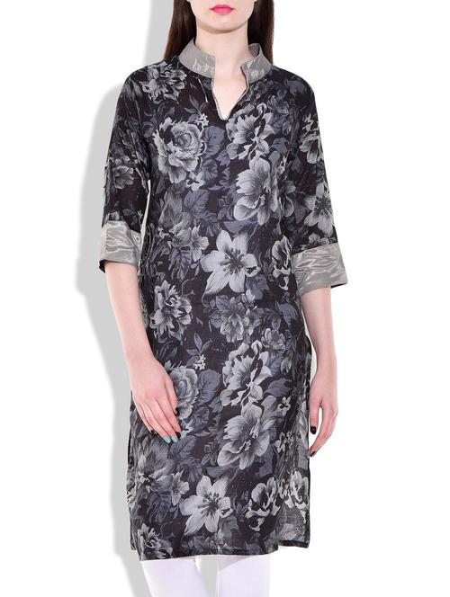black chifon printed kurta - 9952806 - Very Small Image - 1