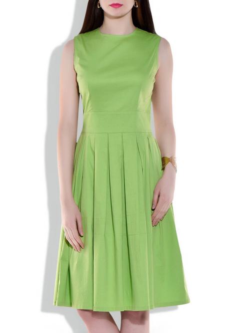 parrot green poly cotton lycra dress - 9956826 - Very Small Image - 1