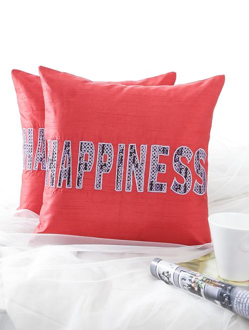 dekor world happiness embroidery cushion cover (pack of 2 pcs) - 9959393 - Very Small Image - 1
