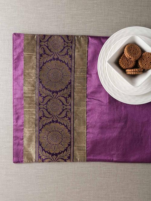 dekor world zari floral brocket place mat (pack of 6 pcs) - 9959750 - Very Small Image - 1
