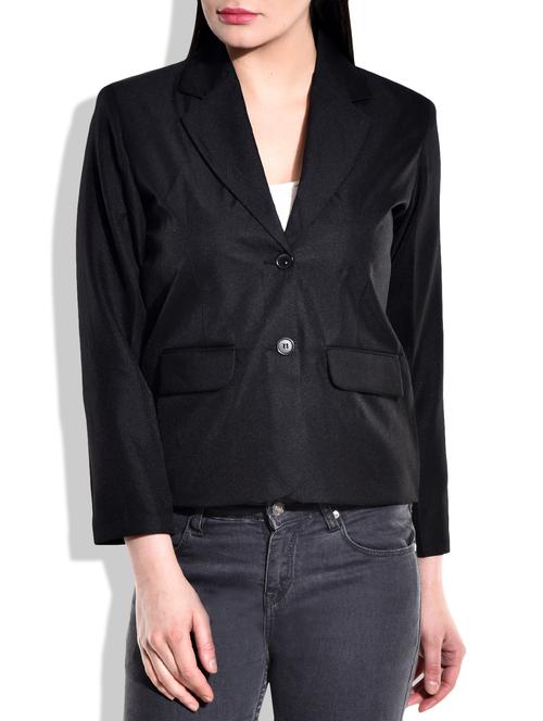 black color polyester fabric blazer - 9960314 - Very Small Image - 1