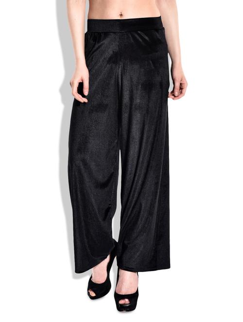 black color velvet palazzo - 9960315 - Very Small Image - 1