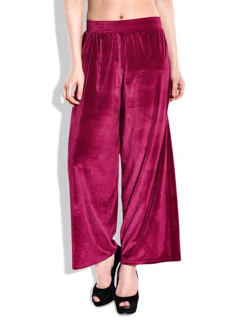 red color velvet palazzo - 9960319 - Very Small Image - 1