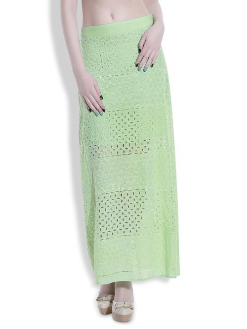 pastel green cotton long skirt - 9961606 - Very Small Image - 1