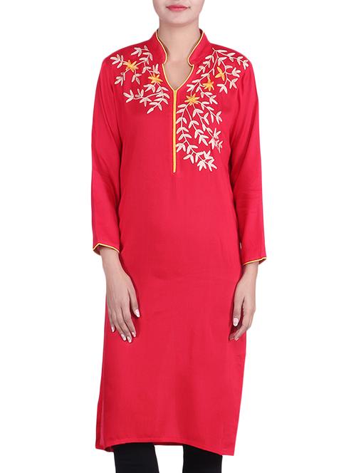 red rayon kurta - 9964055 - Very Small Image - 1