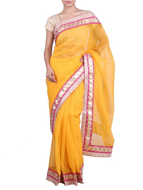 yellow kota silk saree - 9964767 - Very Small Image - 1
