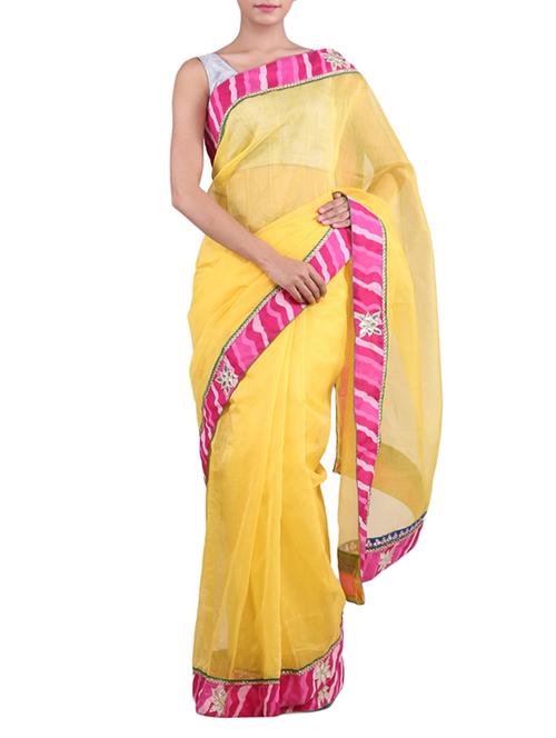 yellow kota silk saree - 9964769 - Very Small Image - 1