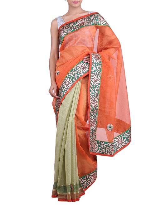 orange kota silk saree - 9964770 - Very Small Image - 1