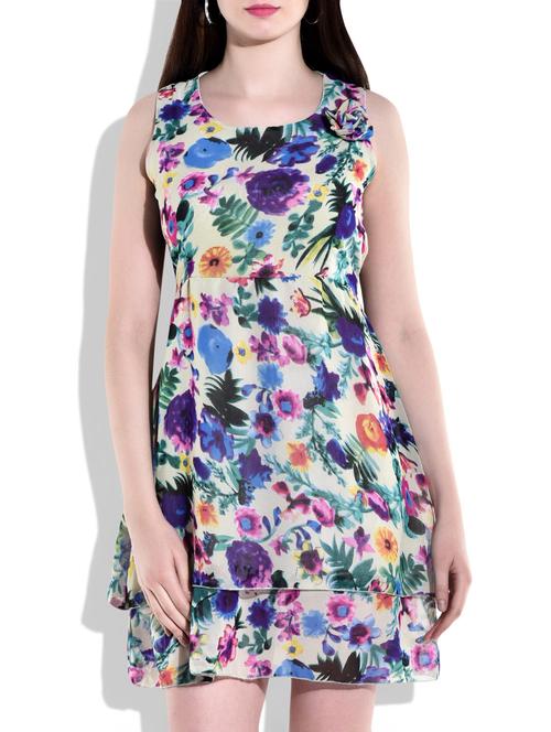 multicolor poly georgette dress - 9964899 - Very Small Image - 1