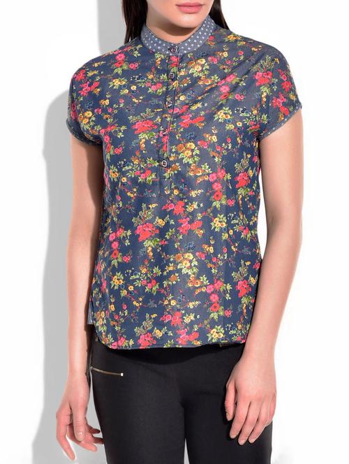 Denim Multi color Printed top - 9970571 - Very Small Image - 1