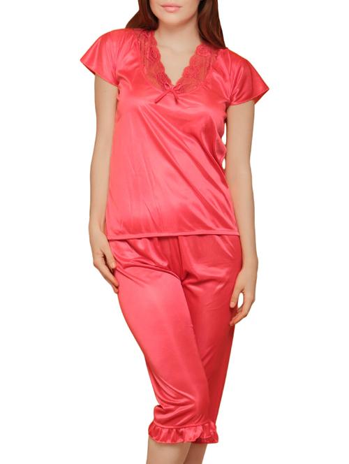 reddish pink satin nightwear set - 997065 - Very Small Image - 1
