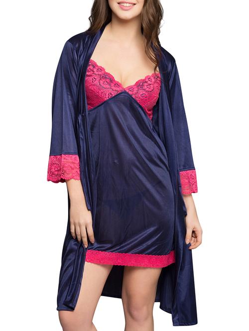 navy satin nightwear set - 997088 - Very Small Image - 1