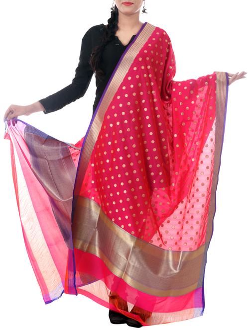 banarasi handloom solid zari palla border dupatta from zain textiles - 9973118 - Very Small Image - 1
