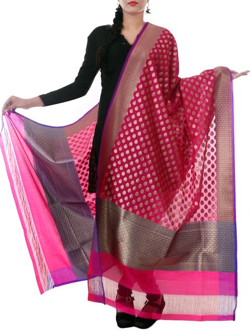 banarasi handloom solid zari palla border dupatta from zain textiles - 9973130 - Very Small Image - 1